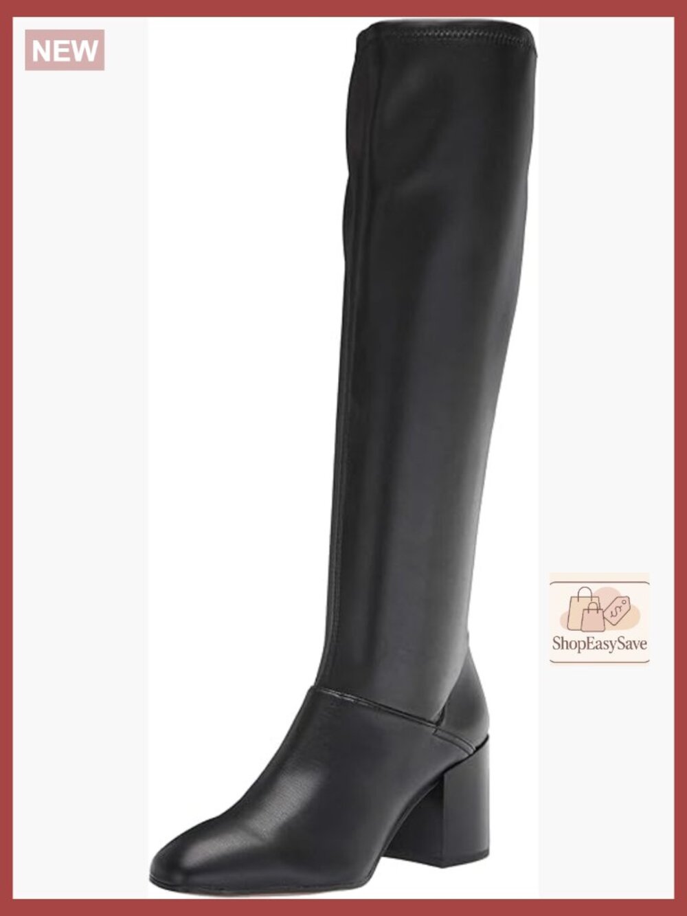 Knee High Heeled Boots Square Toe Block Heel Wide Calf Chic Modern